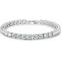 Kezef 5mm Round Cut White Cubic Zirconia Tennis Bracelet in Sterlin Silver Plate for Women, 7"