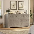 thumbnail image 4 of Gray Dresser with 8 Drawers 55" Farmhouse Chest of Drawers with Thickened Panel & Wide Tabletop, Combo Dresser Storage Cabinet for Living Room, 4 of 8