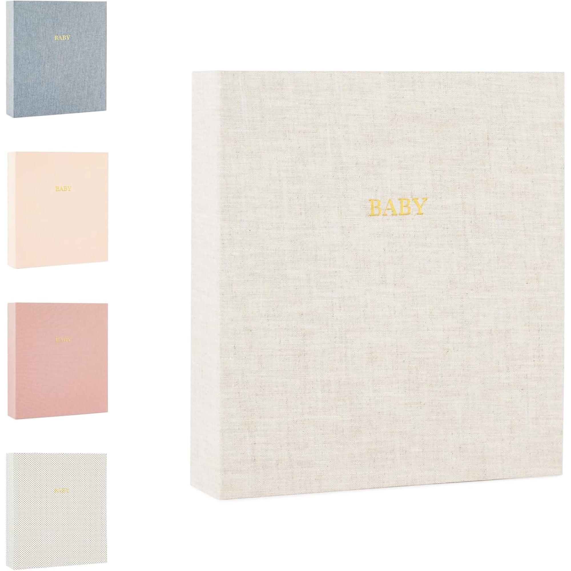 MakeFit Baby Keepsake Book, Memory Book from Pregnancy to First Year, Milestone Journal with Pocket Storage, Baby Shower Idea, Gender Neutral Gift, Cloth Hardcover, Flax