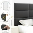 thumbnail image 6 of Amoveo Queen Headboard, Wall Mounted Peel and Stick Headboard, Upholstered Leather Bed Headboard for Queen Size Bed, Floating Dorm Bedroom Tall Headboard Soundproof Wall Panels (9 Panels, 10"x24"), 6 of 7