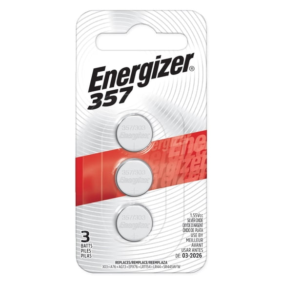 Energizer 357/303 Silver Oxide Button Battery, 3-Pack