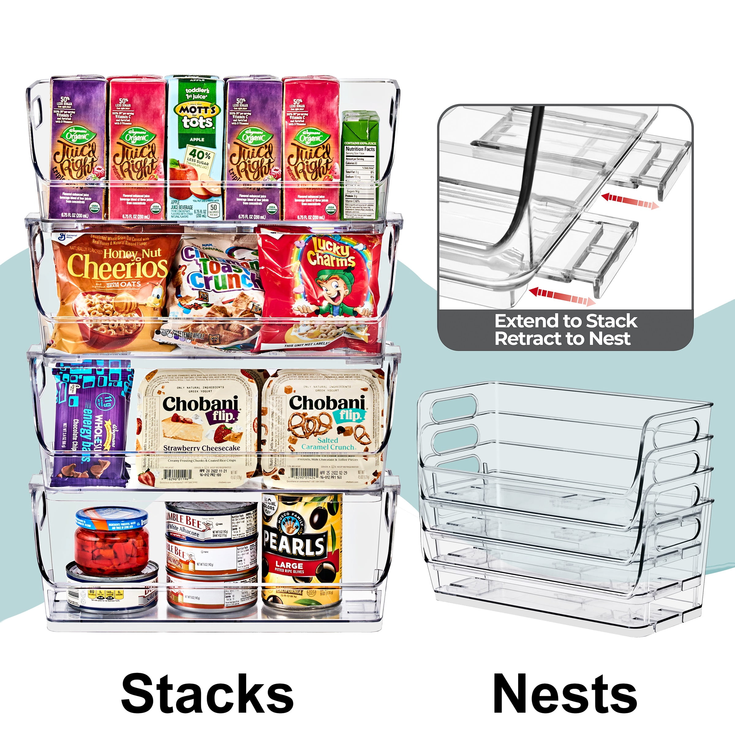 Sorbus Small Acrylic Storage Bins, Clear Stackable Narrow Pantry Organizer Bins, 8 Pack