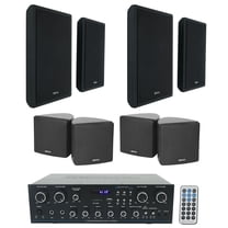 Technical Pro RX400X4 Bluetooth Home Receiver 4 Slim 4 Cube Black Wall Speakers
