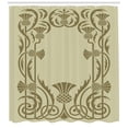 thumbnail image 3 of Art Nouveau Shower Curtain, Botanical Framework with Pineapples Exotic Nature Inspired Antique Look, Fabric Bathroom Set with Hooks, 69W X 84L Inches Extra Long, Sage Green Sepia, by Ambesonne, 3 of 3