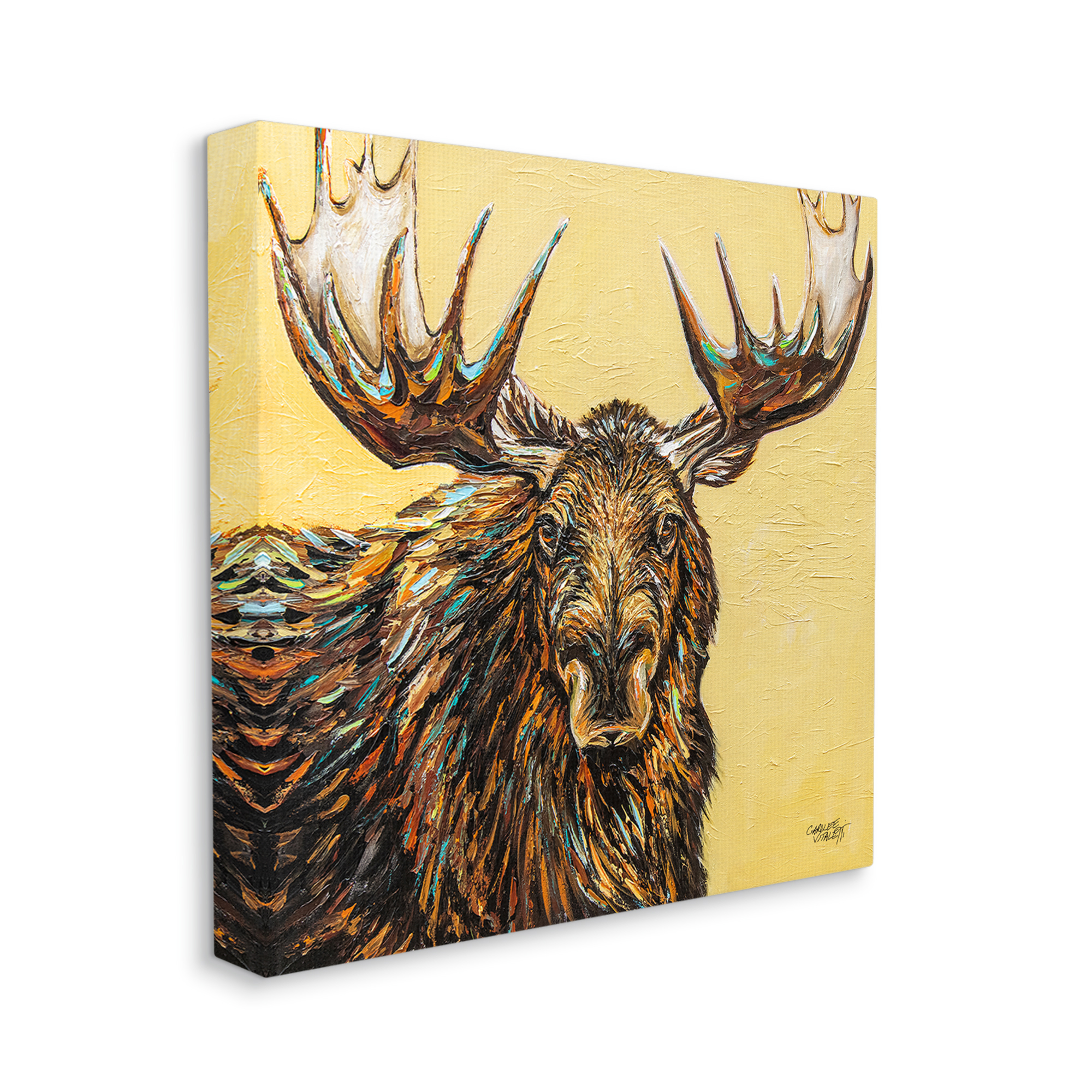 Stupell Industries Modern Moose Painting Animals & Insects Painting Gallery Wrapped Canvas Print Wall Art, 24 x 24
