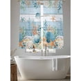 thumbnail image 5 of Blue Coastal Sheer Curtains 63 Inch Length 2 Panels Set Window Treatments, Summer Beach Starfish Shell Coral Nautical Rod Pocket Semi Curtains for Living Room/Bedroom/Kitchen Décor, 104"W x 63"L, 5 of 7