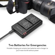 RAVPOWER RP-BC002 Battery Charger & 2 Rechargeable Li-ion Battery For Nikon PB28