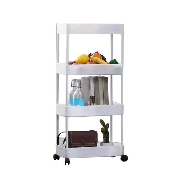 Chariot De Rangement Roulant Mince, Chariot De Rangement Roulant De Grande Capacité à 4 Niveaux avec Roues pour Cuisine Salle De Bain Chevet Collation Livres De Jouets, Hauteur 97 Cm/38,2 Pouces