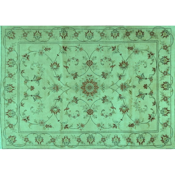 Ahgly Company Indoor Rectangle Persian Turquoise Blue Traditional Area Rugs, 8' x 10'