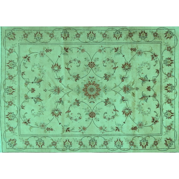 Ahgly Company Machine Washable Indoor Rectangle Persian Turquoise Blue Traditional Area Rugs, 5' x 7'