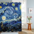 thumbnail image 4 of Shower Curtains for Bathroom, Blue Starry Night Waterproof Fabric Shower Curtain, Abstract Star Sky House Tree Oil Painting Decorative Bathroom Curtain for Bathtub, 72"x72", No Hooks Included, 4 of 9