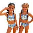 thumbnail image 3 of CCRFTGI Swimsuits for Child Girls Size 7 Two Piece Sets Swimming Girls Bathing Suit Beach Holiday Floral Print Bikini Set Summer Cute Girls Fashion Swimsuits Swimwear Sky Blue 1-2 Years, 3 of 9