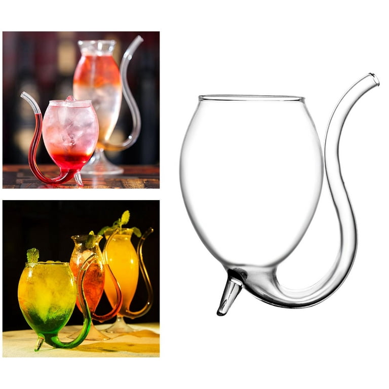 Cocktail Martini Glass with Built-In Straw Champagne Cup Whisky Glasses for  Club 300ml