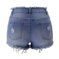 thumbnail image 3 of Women's Denim Shorts Summer Frayed Raw Hem Distressed High Waisted Jean Shorts Ripped Comfy Stretchy Hot Shorts, 3 of 6