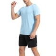 thumbnail image 3 of hotojiny Mens Summer Track Suits 2 Piece Shorts Sets Fashion Short Sleeve Top Loose Fit Shorts Workout Sweatsuit Outfits(Light Blue,Medium), 3 of 6