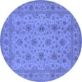 thumbnail image 1 of Ahgly Company Machine Washable Indoor Round Oriental Blue Traditional Area Rugs, 4' Round, 1 of 4