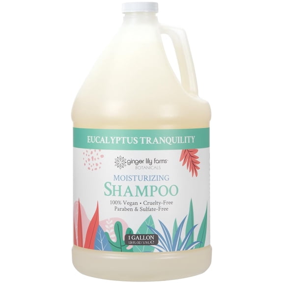 Ginger Lily Farms Botanicals Moisturizing Shampoo for All Hair Types, Eucalyptus Tranquility, 100% Vegan & Cruelty-Free, 1 Gallon (128 fl oz) Refill