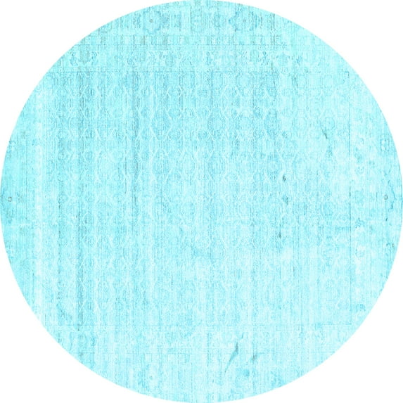 Ahgly Company Indoor Round Solid Light Blue Modern Area Rugs, 4' Round