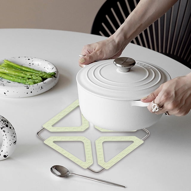 Fiudx Esterilla Térmica de Acero Inoxidable, Diseño Plegable, Tamaño Ajustable, Protector para Ollas, Platos y Tazas, Material Aislante Duradero, Compacta para Uso Doméstico y Picnic, Juego de 2, 12,