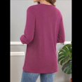 thumbnail image 4 of Blusas Tipo Túnica de Larga para Mujer, con Cuello en V, Botones y Ribete Suave, Informales y Holgadas Vino Tinto XXL, 4 of 7