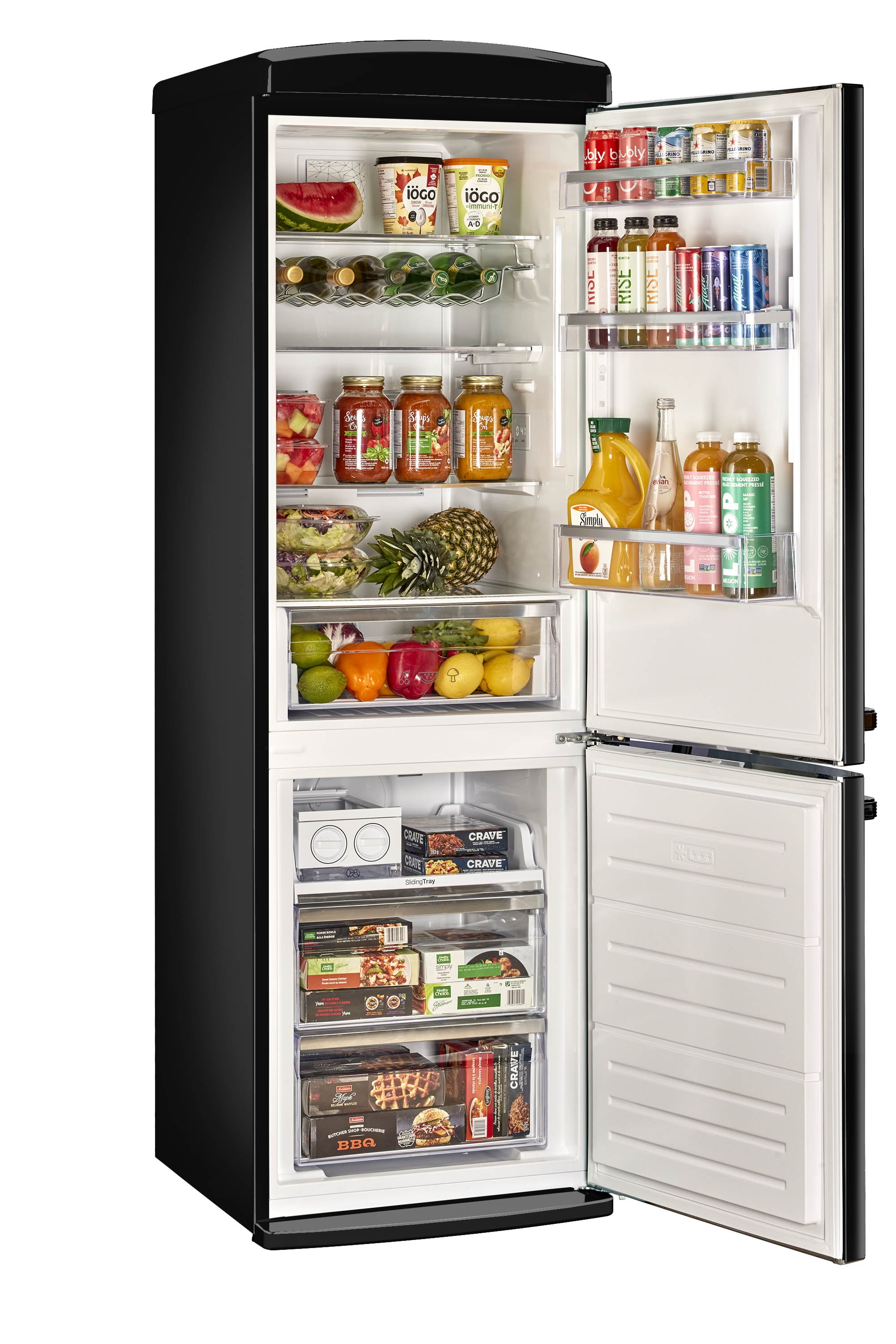 Classic Retro 24 In 12 Cu.ft. Bottom Mount Refrigerator Auto Defrost, Eenergy Star Certified, Counter Depth with Manual Ice maker