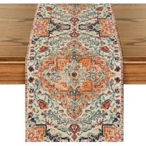 SM-XLHN Boho Bohemia Style Orange Table Runner, Country Rustic Farmhouse Magical Fall Kitchen Dining Table Decoration for Home Party Decor 13x72 Inch