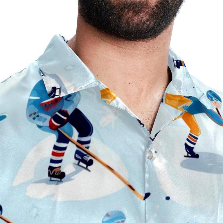 hockey dress shirts Ice Hockey Men's Short Sleeve Beach Shirts, Hawaiian Printed Button Down Summer Casual Unisex Men's Shirts