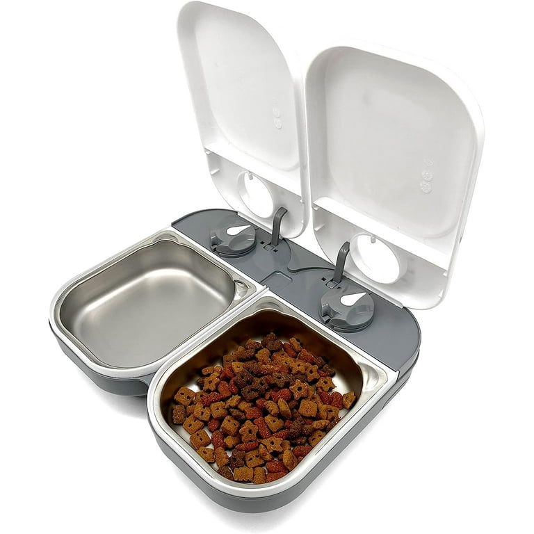 Closer Pets Automatic Wet Food Dispenser for Small Dogs Cats Two Meal Feeder with Stainless Steel Bowls C200 Walmart