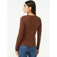 thumbnail image 2 of Free Assembly Women's Ribbed Crewneck Top with Long Sleeves, 2 of 6