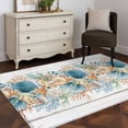 thumbnail image 3 of Area Rugs for Living Room Bedroom, Vintage Beach Coastal 4'x6' Rug Washable Carpet Runner Indoor Outdoor, Nautical Shell Starfish Coral Summer Non Slip Accent Floor Mats Rug for Kitchen, Office, 3 of 8