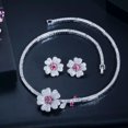 thumbnail image 5 of Silver Plated CZ Green Flower Choker Women Party Necklace Earrings Jewelry Set, 5 of 9