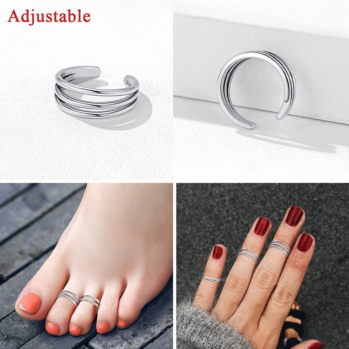 Buy quality Silver multi color leg thumb toe ring for ladies in Ahmedabad