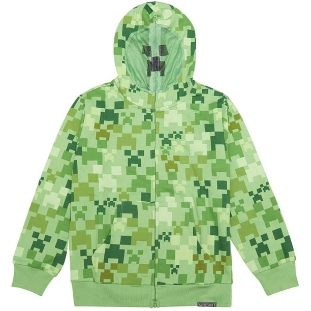 Minecraft Boys Video Game Hoodie Black and Green Creeper Face