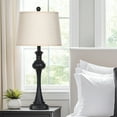 thumbnail image 3 of Cinkeda 3 Way Dimmable Tall Table Lamp Set of 2 with USB A+C Ports AC Outlet for Living Room Bedroom 28" Industrial Black Touch Control Nightstand Bedside Lamps, 3 of 6