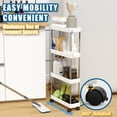 thumbnail image 3 of Slim Rolling Storage Cart 4 Tier, Bathroom Organizers and storage, Mobile bathroom Shelving Unit Utility, Suit for Office, Bathroom, Kitchen, Narrow Places & laundry room organization,White, 3 of 7