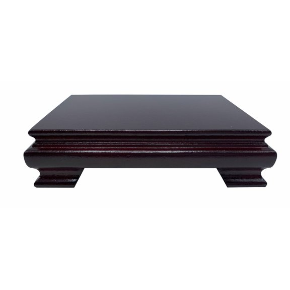 Rectangular Ming-Style Wooden Chinese Vase Stand (5" L x 3" W x 1.375" H) - Oriental Furniture Warehouse