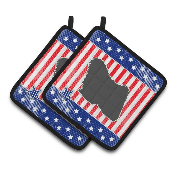 Carolines Treasures BB3363PTHD Patriotic Puli Pair of Pot Holders , 7.5HX7.5W, multicolor