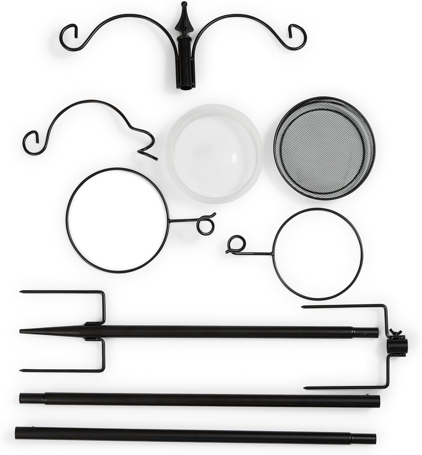 Backyard Expressions Bird Feeding Station Kit - 75" Bird Feeder Pole with 5 Prong Base and Stand for Outdoors - Black