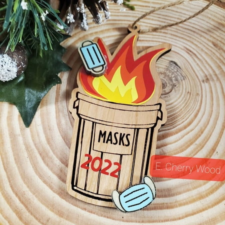

loopsun 2022 Dumpster Fire Christmas Ornament Christmas Tree Wooden Pendants