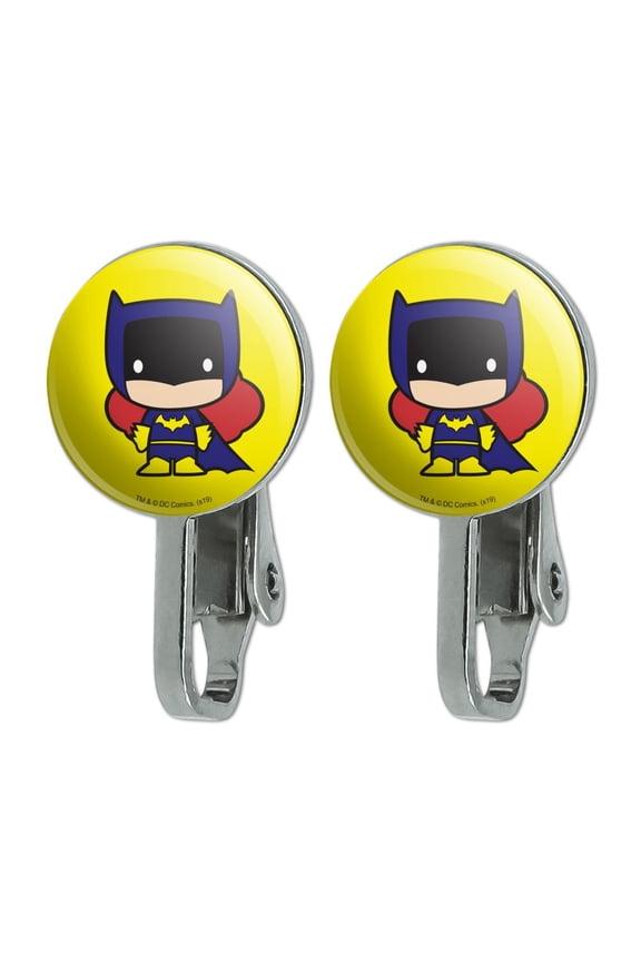 Batman Batgirl Cute Chibi Character Novelty Clip-On Stud Earrings