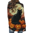 thumbnail image 4 of Kilaqueen Halloween Cardigan for Women Casual Spooky Pumpkin Pattern Sweater Tops Stretchy Long Sleeve Oversized Cardigan Fall Outwear Over Coats, 4 of 6
