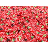 Xmas Trees & Ribbons Christmas Cotton Dress Fabric Red, Green & White - per yard