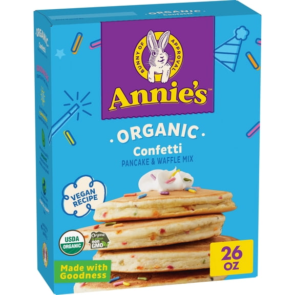 Annie's Organic Confetti Pancake and Waffle Mix, Kids Breakfast, Vegan, 26 oz