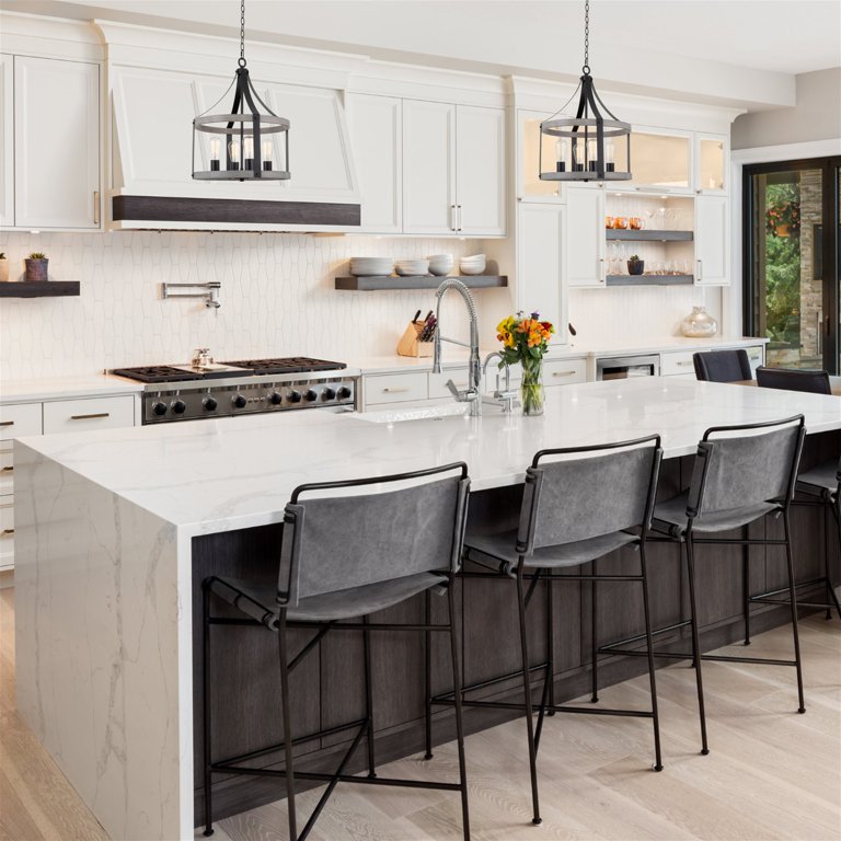 Kira Home Shiloh 23 4-Light Modern Farmhouse Pendant Chandelier,  Adjustable Height, Gray Oak Wood Style + Black Finish - Walmart.com