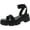 Black Fabric, variant on Wild Pair Womens Theodorra Faux Leather Ankle Strap Platform Sandals
