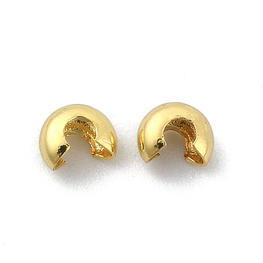 1000pcs Brass Crimp Beads Covers golden 4x3x2mm Hole: 1.5mm