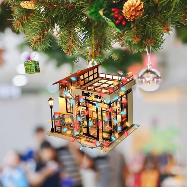 Product Category Hangs Book Lover Reading Christmas Acrylic Ornament Storefront Display