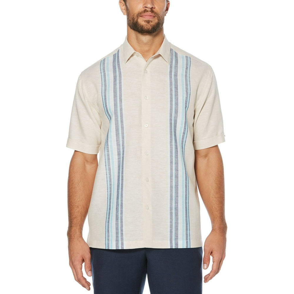 Cubavera - Cubavera Mens Engineered Panel Linen Shirt - Walmart.com ...