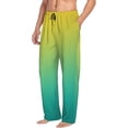 thumbnail image 5 of Kdxio Teal To Yellow Gradient Pattern Men's Pajama Pants, Elastic Waist with Drawstring and Pockets, Comfortable Loungewear-Large, 5 of 5