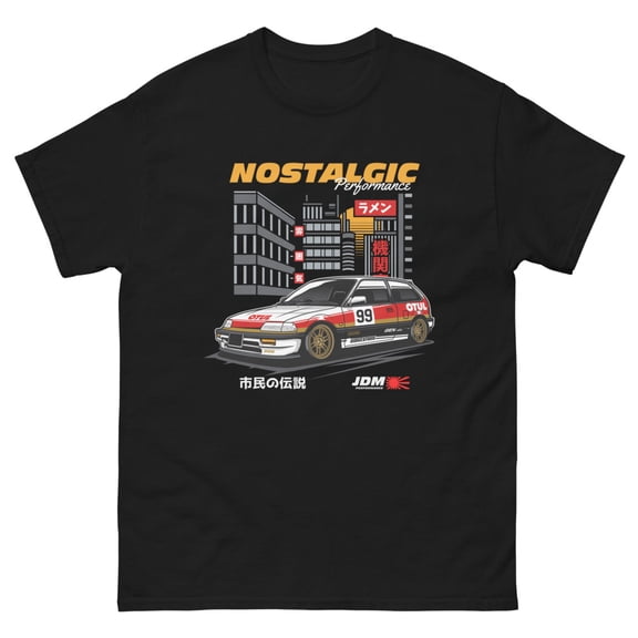 EF Nostalgic JDM performance import civic classic tee t-shirt (Black, S)
